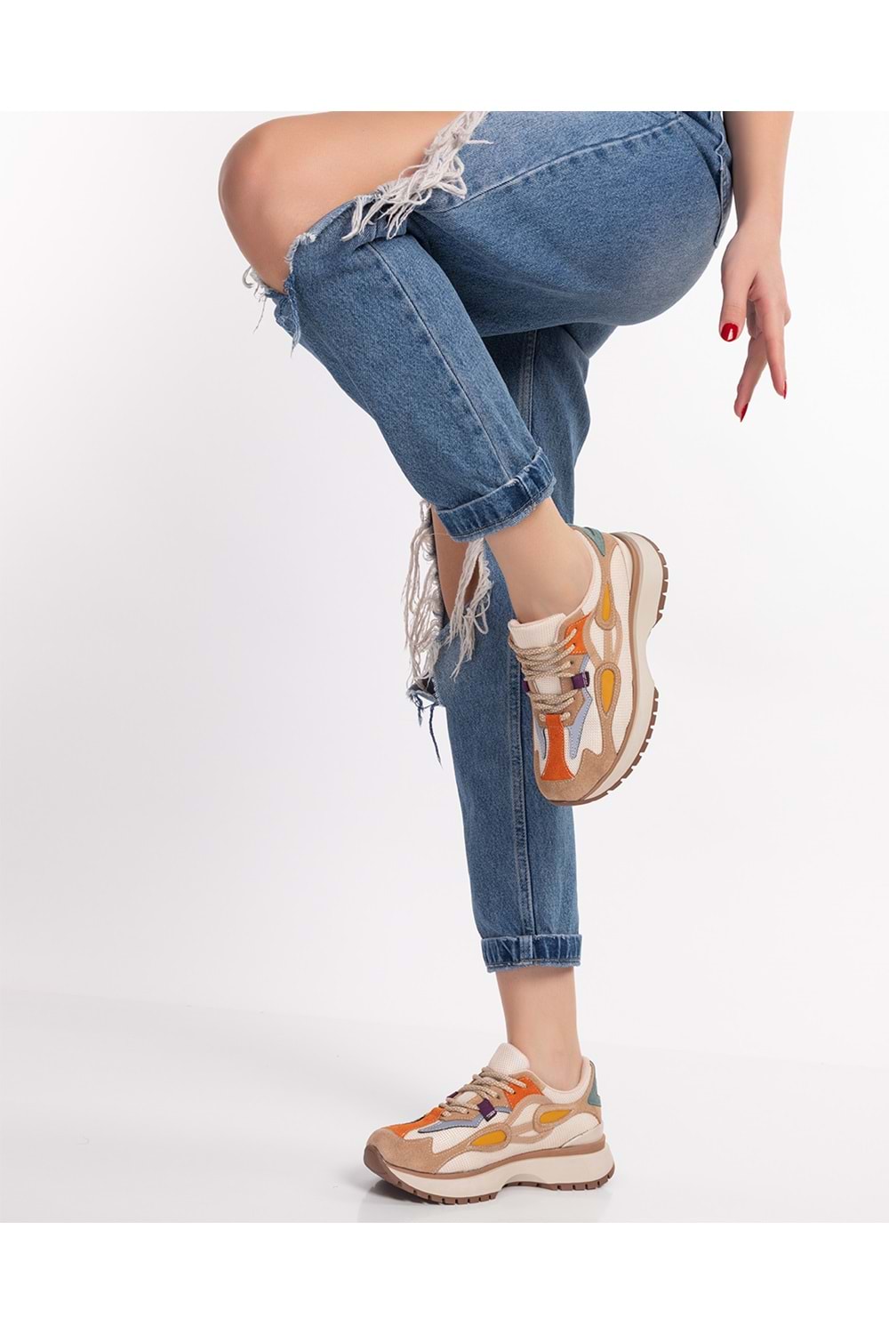 Gondol Sneakers Renkli Günlük Spor Ayakkabı mrs.6633 - Bej - 36