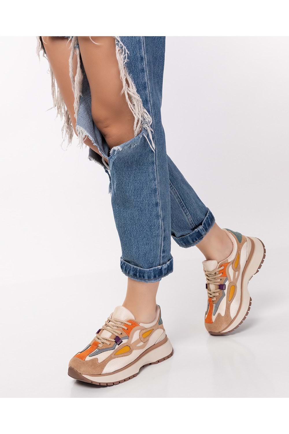 Gondol Sneakers Renkli Günlük Spor Ayakkabı mrs.6633 - Bej - 36