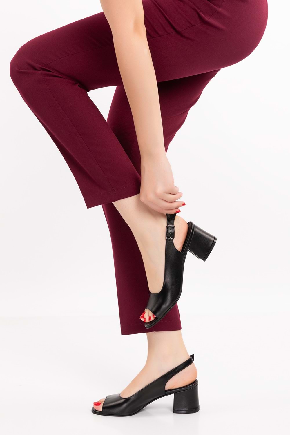 Gondol Hakiki Deri Topuklu Ayakkabı şhn.868 - Siyah - 34