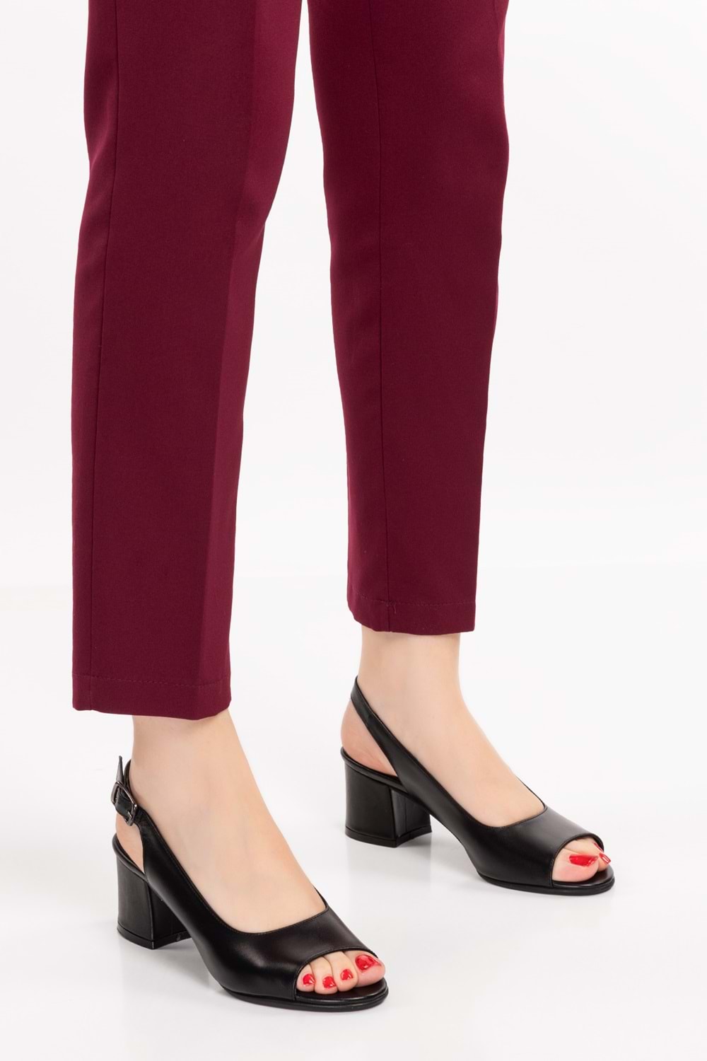 Gondol Hakiki Deri Topuklu Ayakkabı şhn.868 - Siyah - 34