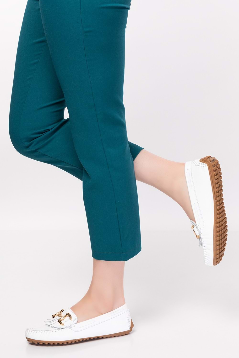 Gondol Hakiki Deri Süet Esnek Hafif Rahat Loafer sw.755 - Beyaz - 36