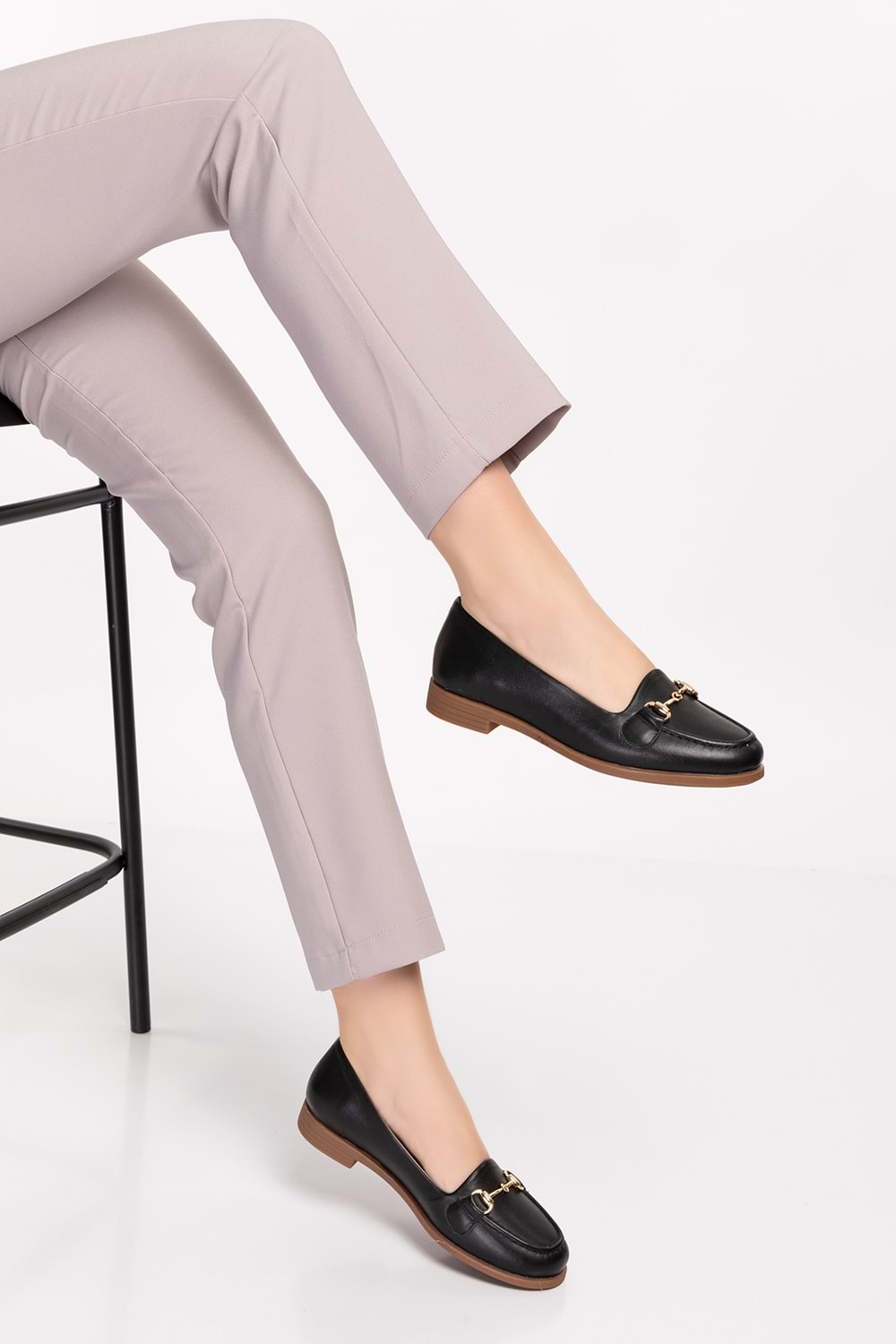 Gondol Hakiki Deri Kadın Günlük Loafer vdt.851 - Siyah - 35