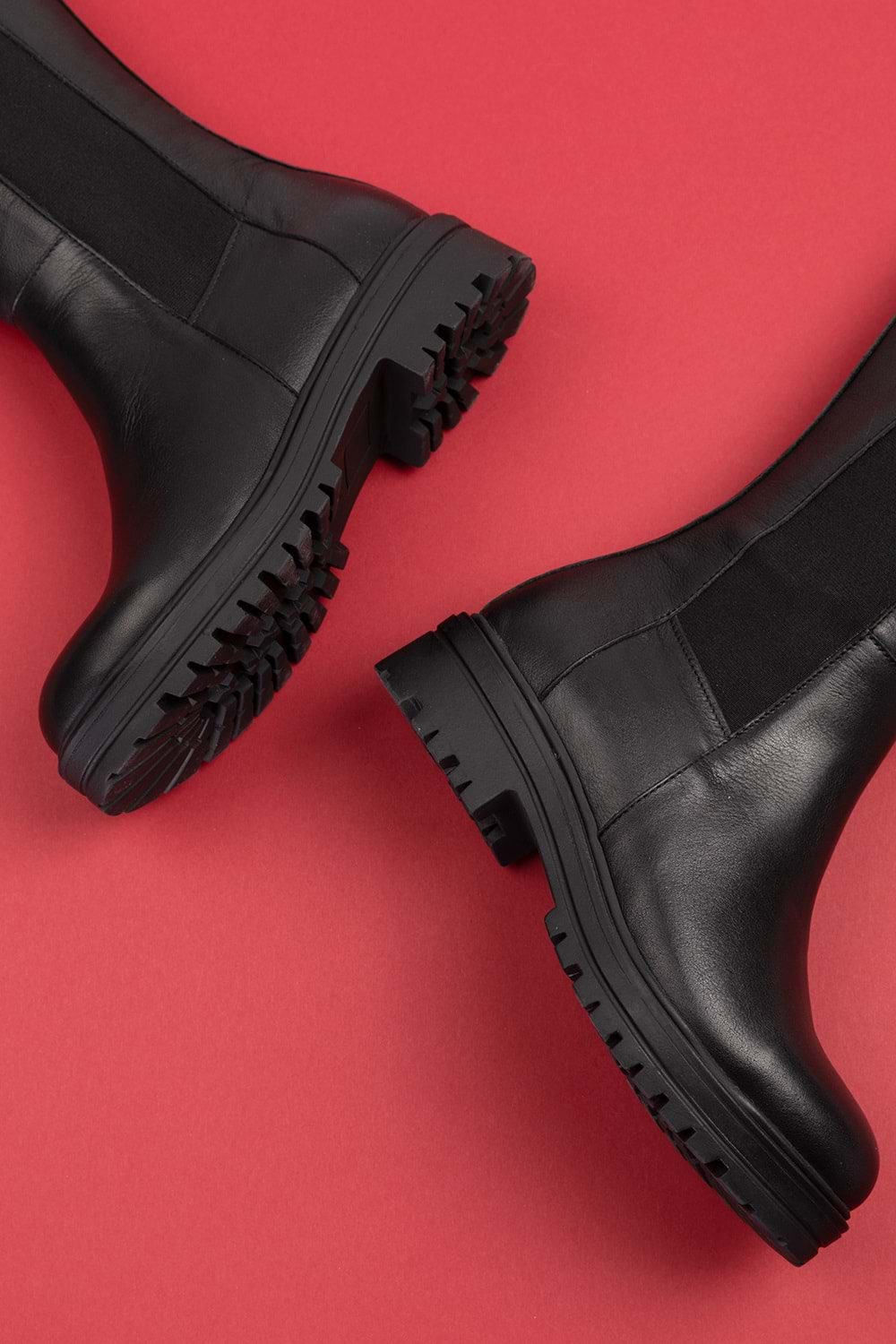 Gondol Hakiki Deri Yanları Latikli Esnek Binici Çizme anl.2305 - Siyah - 41