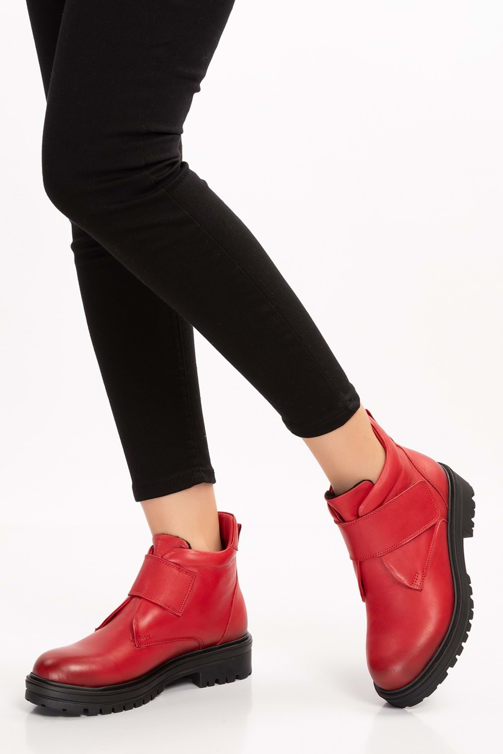 Gondol Kadın Hakiki Deri Kolay Giyim Anne Botu anl.2722 - kırmızı - 41