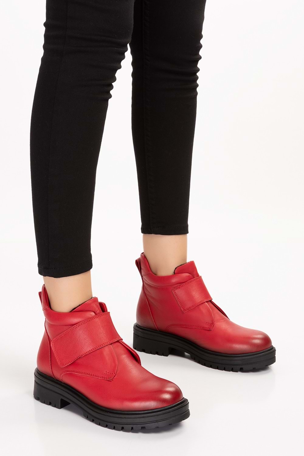 Gondol Kadın Hakiki Deri Kolay Giyim Anne Botu anl.2722 - kırmızı - 41