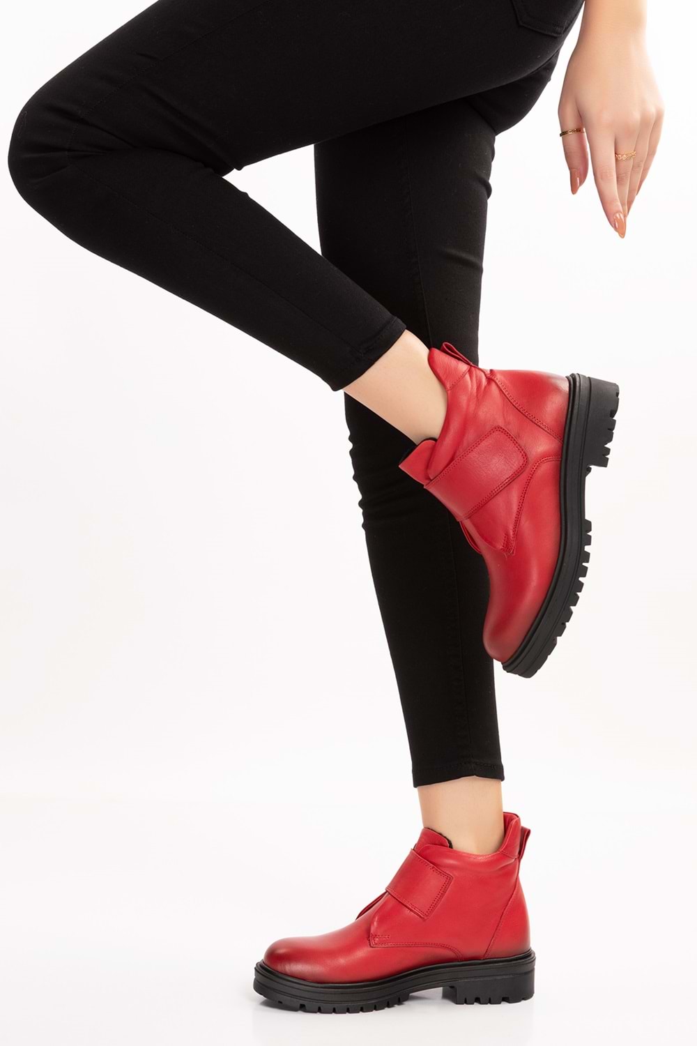 Gondol Kadın Hakiki Deri Kolay Giyim Anne Botu anl.2722 - kırmızı - 41