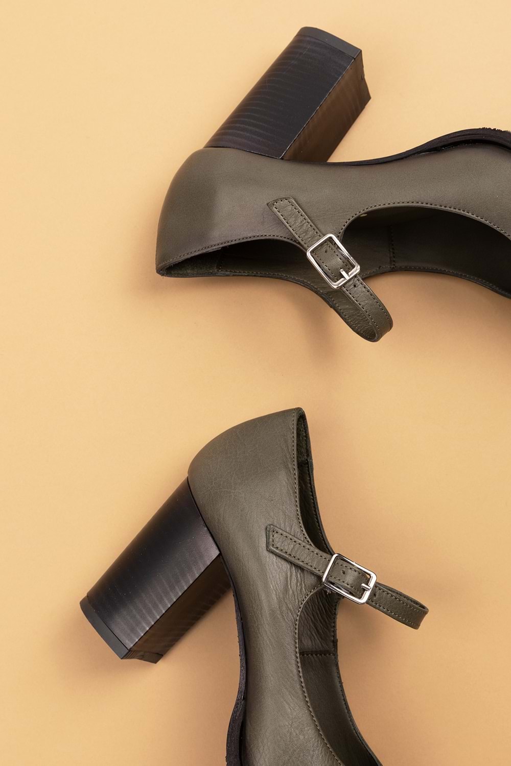 Gondol Kadın Hakiki Deri Rahat Topuklu Ayakkabı anl.2146 - Haki - 40