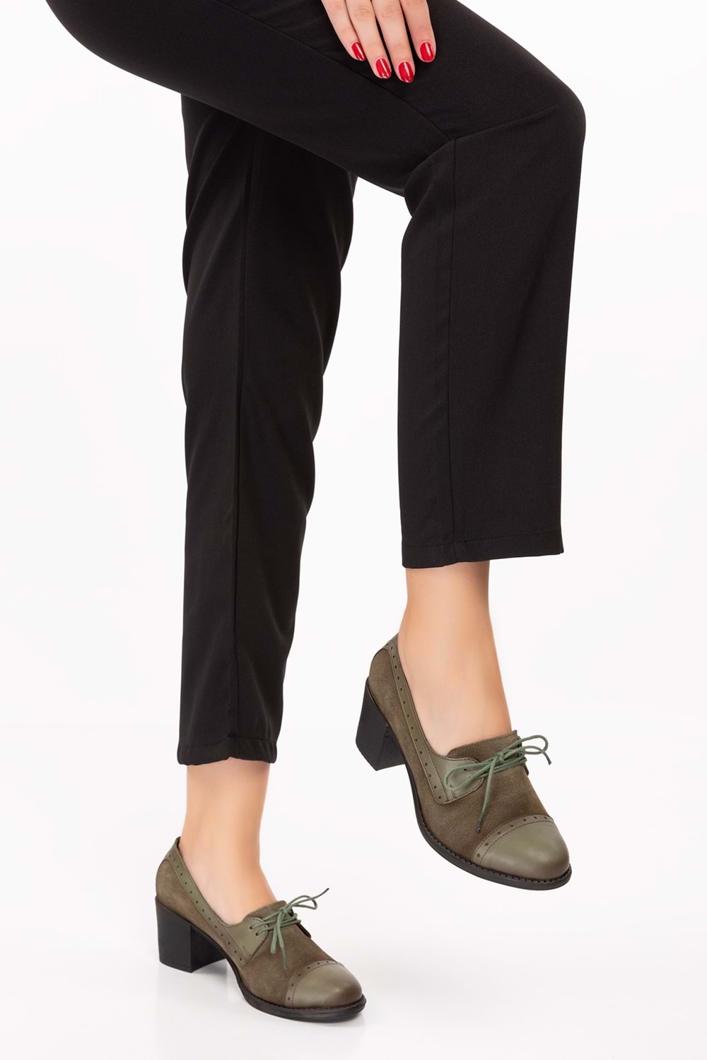 Gondol Kadın Hakiki Deri Rahat Topuklu Ayakkabı anl.7078 - Haki - 40