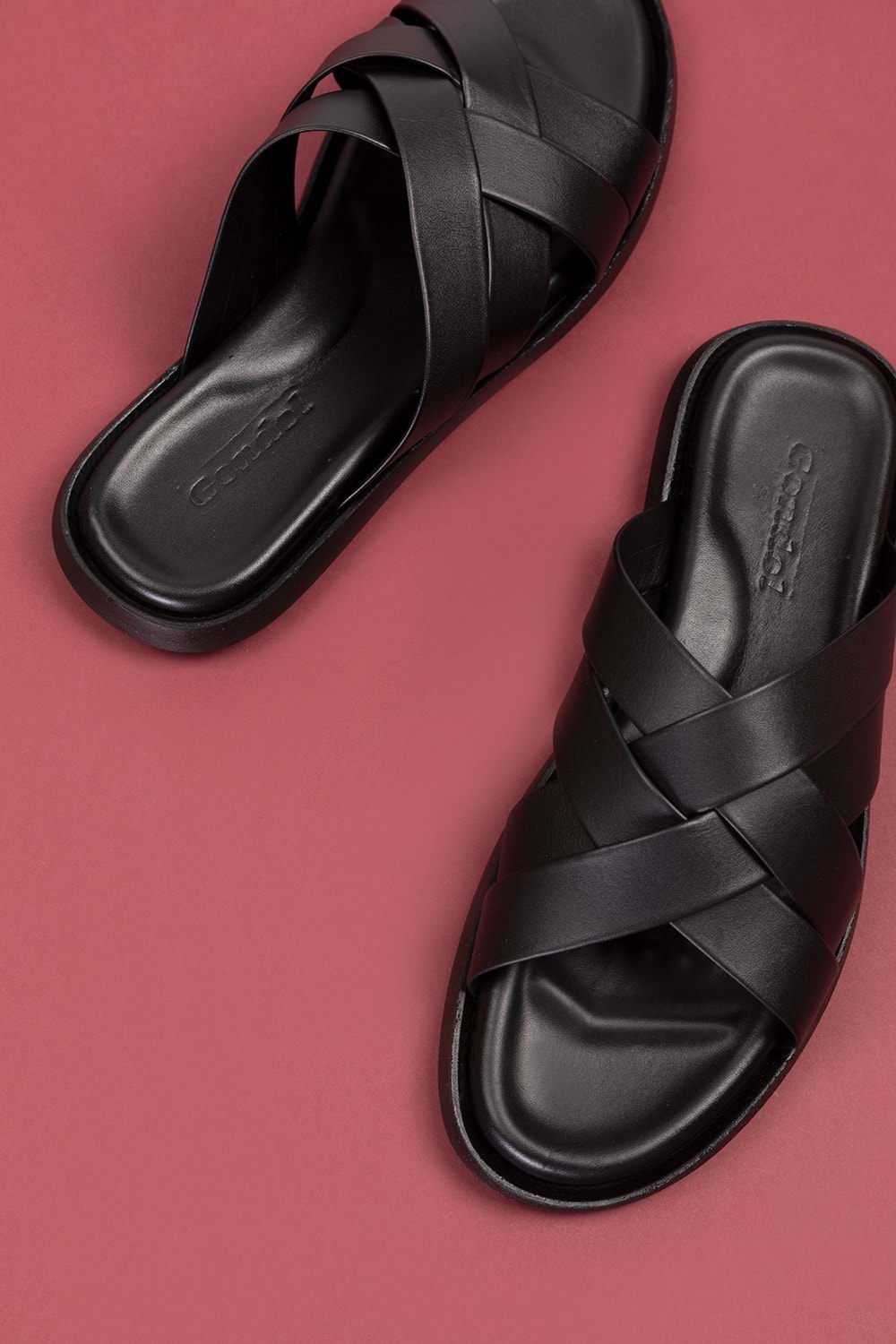 Gondol Erkek Hakiki Deri Günlük Klasik Terlik esm.402 - Siyah - 40