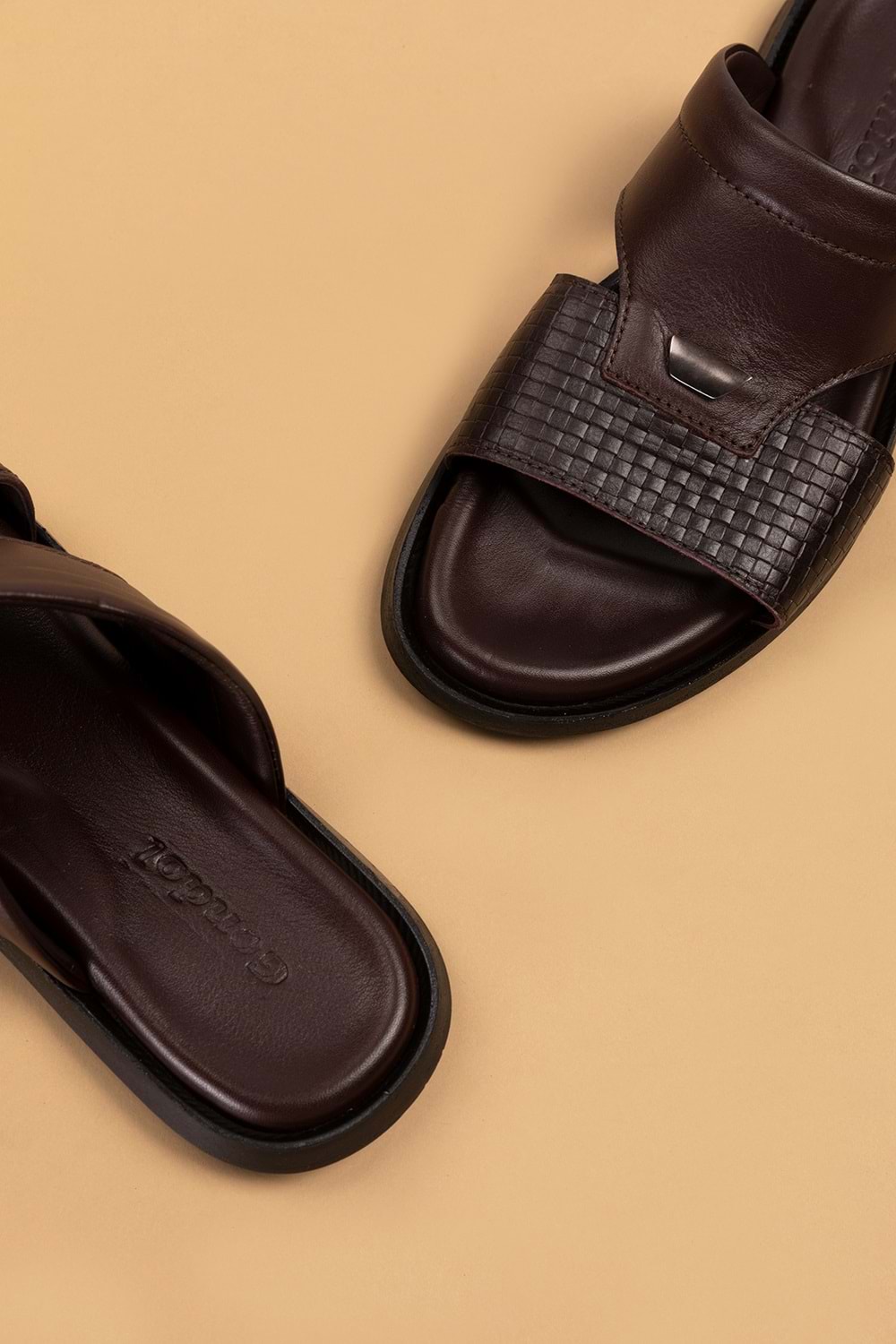 Gondol Erkek Hakiki Deri Günlük Klasik Terlik esm.017 - Kahverengi - 40