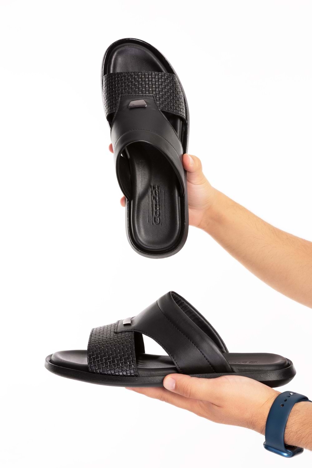 Gondol Erkek Hakiki Deri Günlük Klasik Terlik esm.017 - Siyah - 41