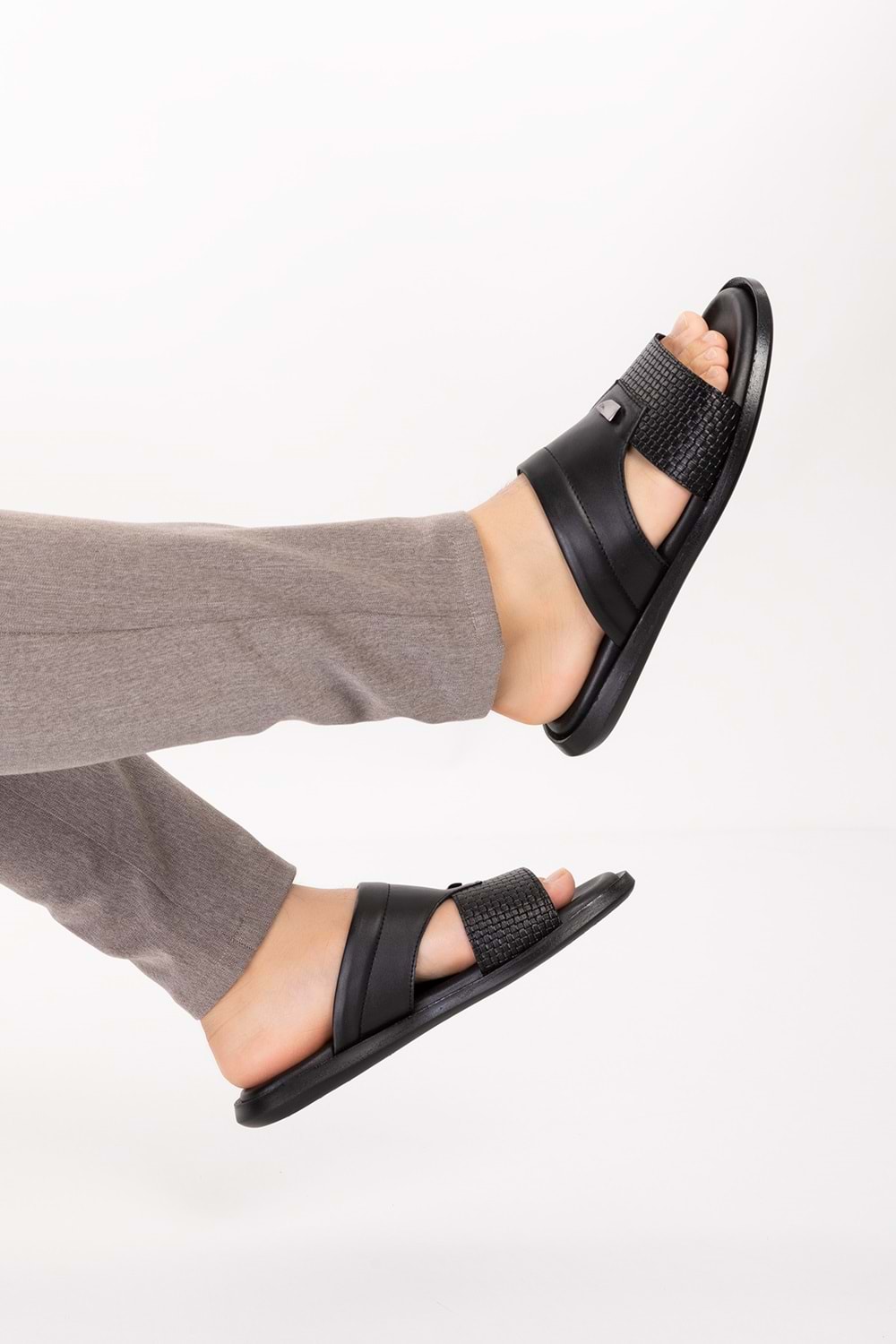 Gondol Erkek Hakiki Deri Günlük Klasik Terlik esm.017 - Siyah - 41