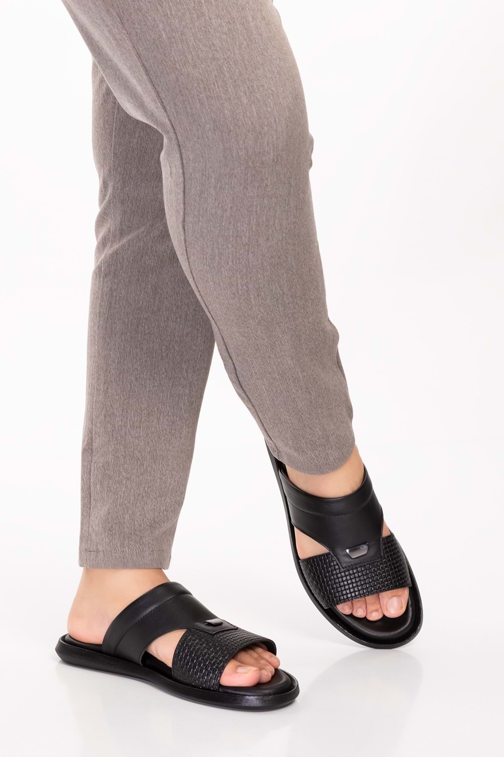 Gondol Erkek Hakiki Deri Günlük Klasik Terlik esm.017 - Siyah - 41