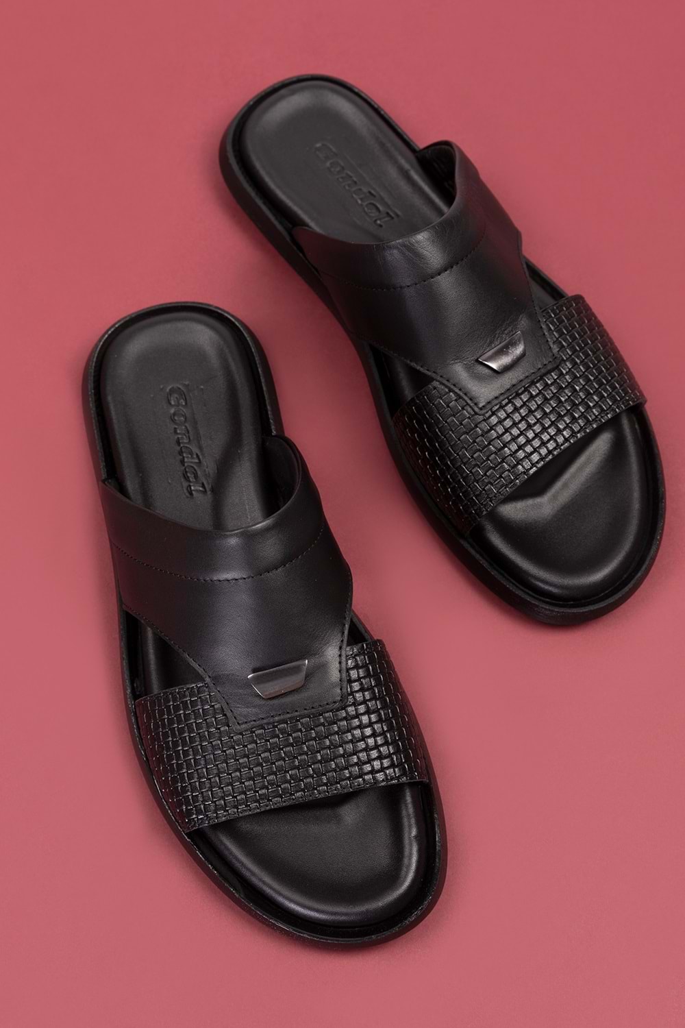 Gondol Erkek Hakiki Deri Günlük Klasik Terlik esm.017 - Siyah - 41