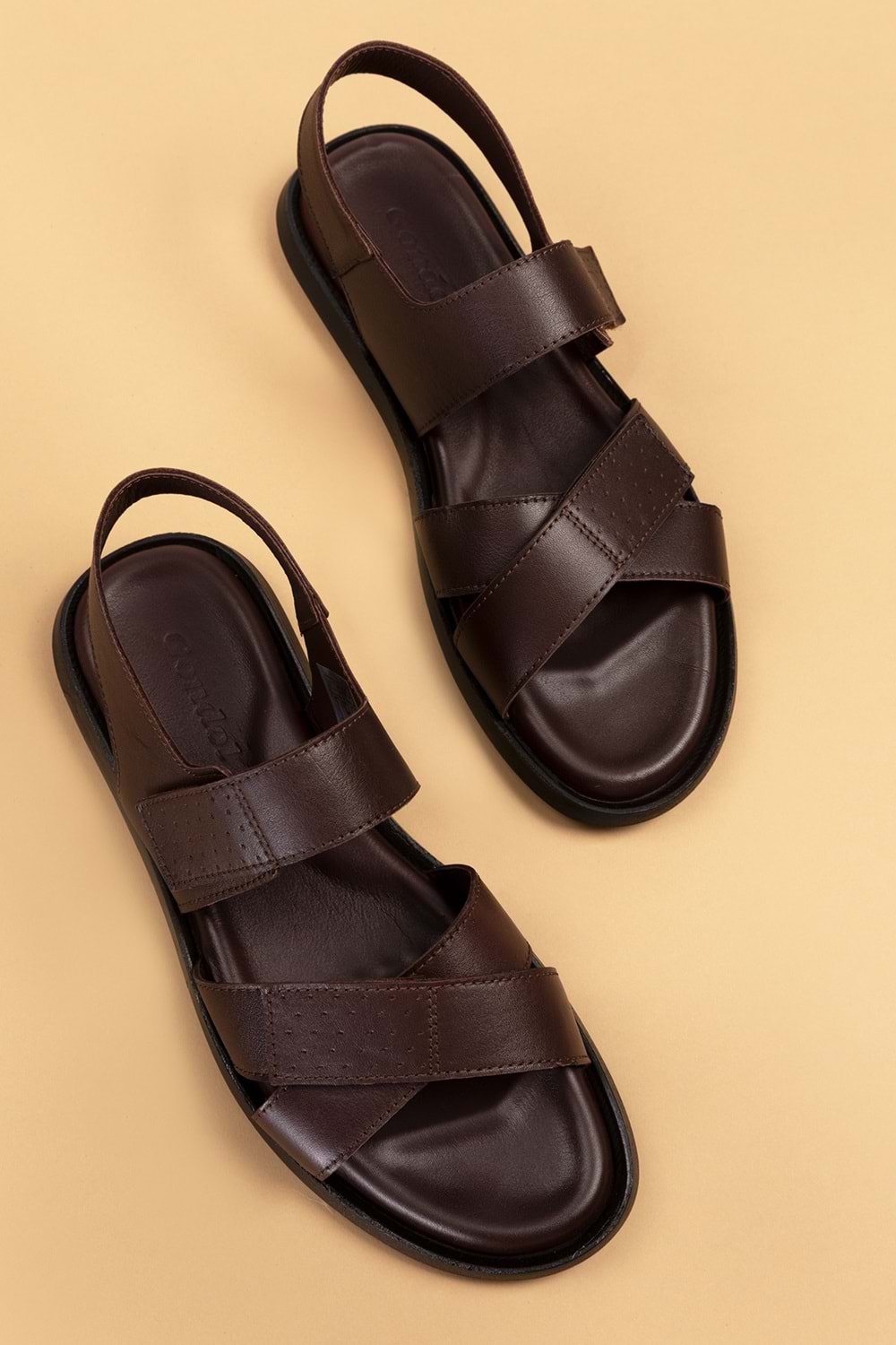 Gondol Erkek Hakiki Deri Günlük Klasik Sandalet esm.434 - Kahverengi - 40
