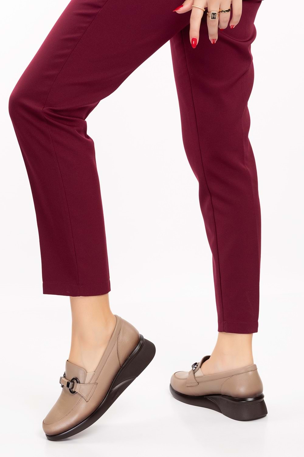 Gondol Hakiki Deri Anatomik Taban Rahat Ayakkabı elnr.5831 - Vizon - 37