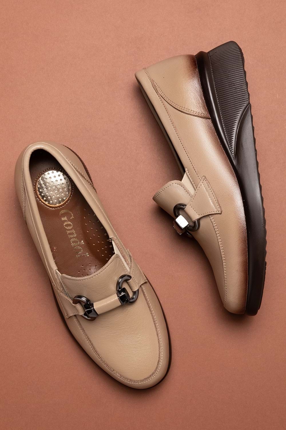 Gondol Hakiki Deri Anatomik Taban Rahat Ayakkabı elnr.5831 - Vizon - 37