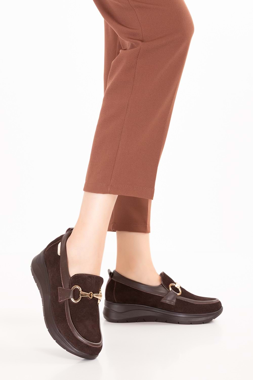 Gondol Hakiki Deri Anatomik Taban Rahat Ayakkabı elnr.5831 - Kahverengi - 38