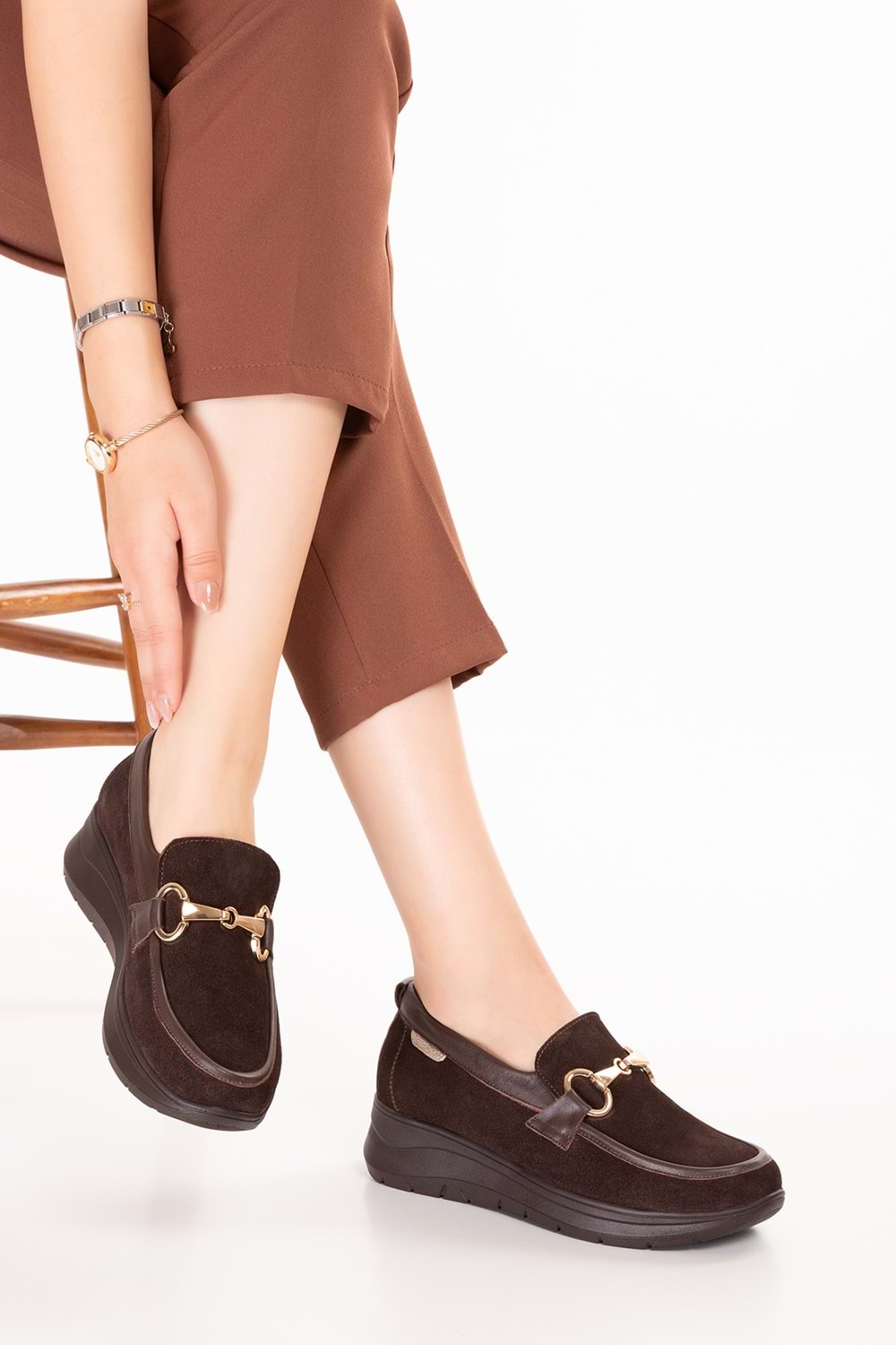 Gondol Hakiki Deri Anatomik Taban Rahat Ayakkabı elnr.5831 - Kahverengi - 38