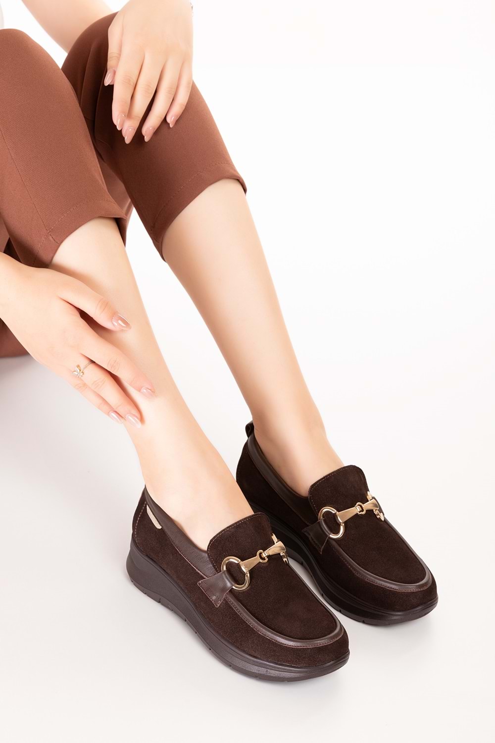 Gondol Hakiki Deri Anatomik Taban Rahat Ayakkabı elnr.5831 - Kahverengi - 39