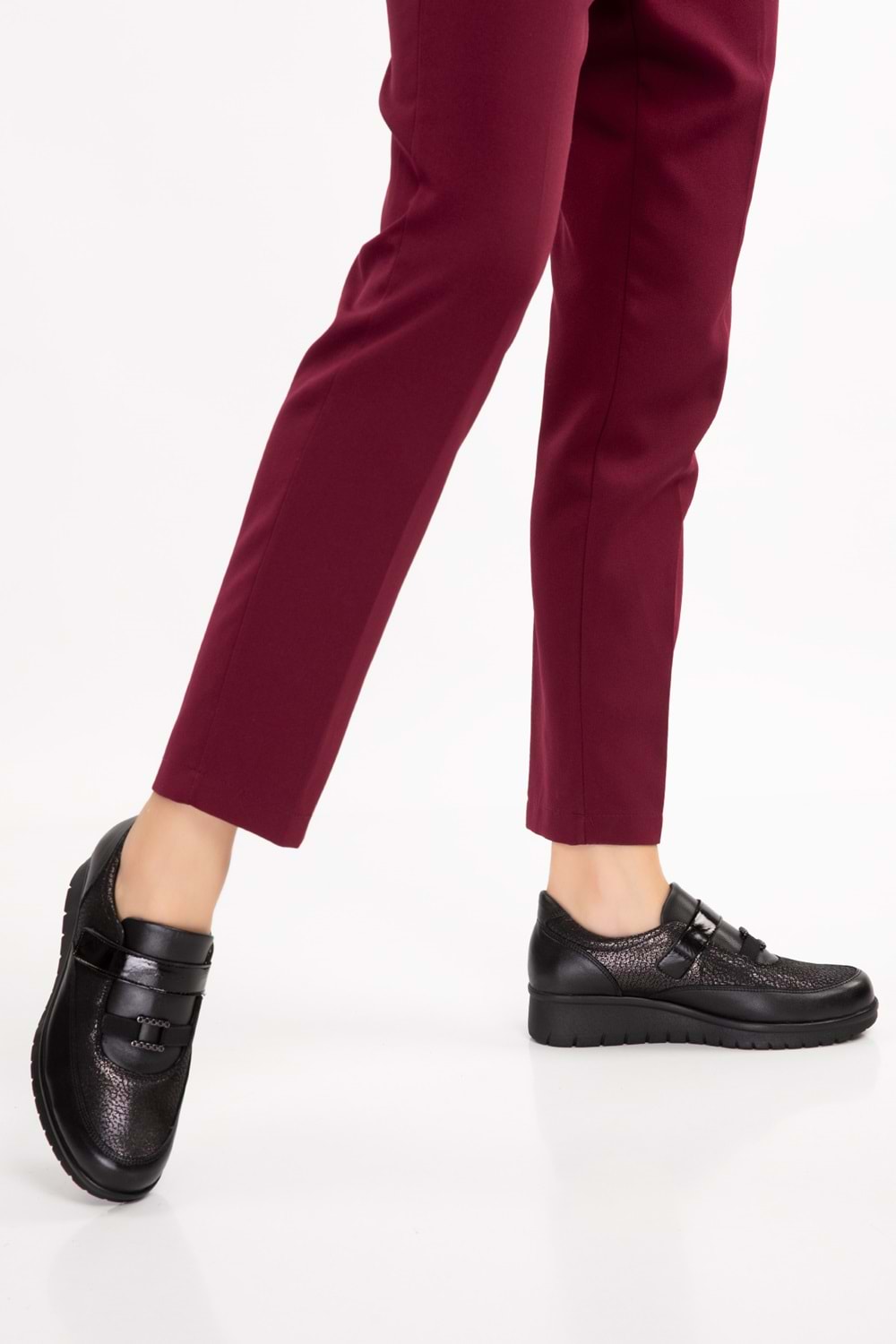 Gondol Hakiki Deri Anatomik Taban Rahat Lastik Bağcıklı Ayakkabı elnr.5805 - Siyah - 36