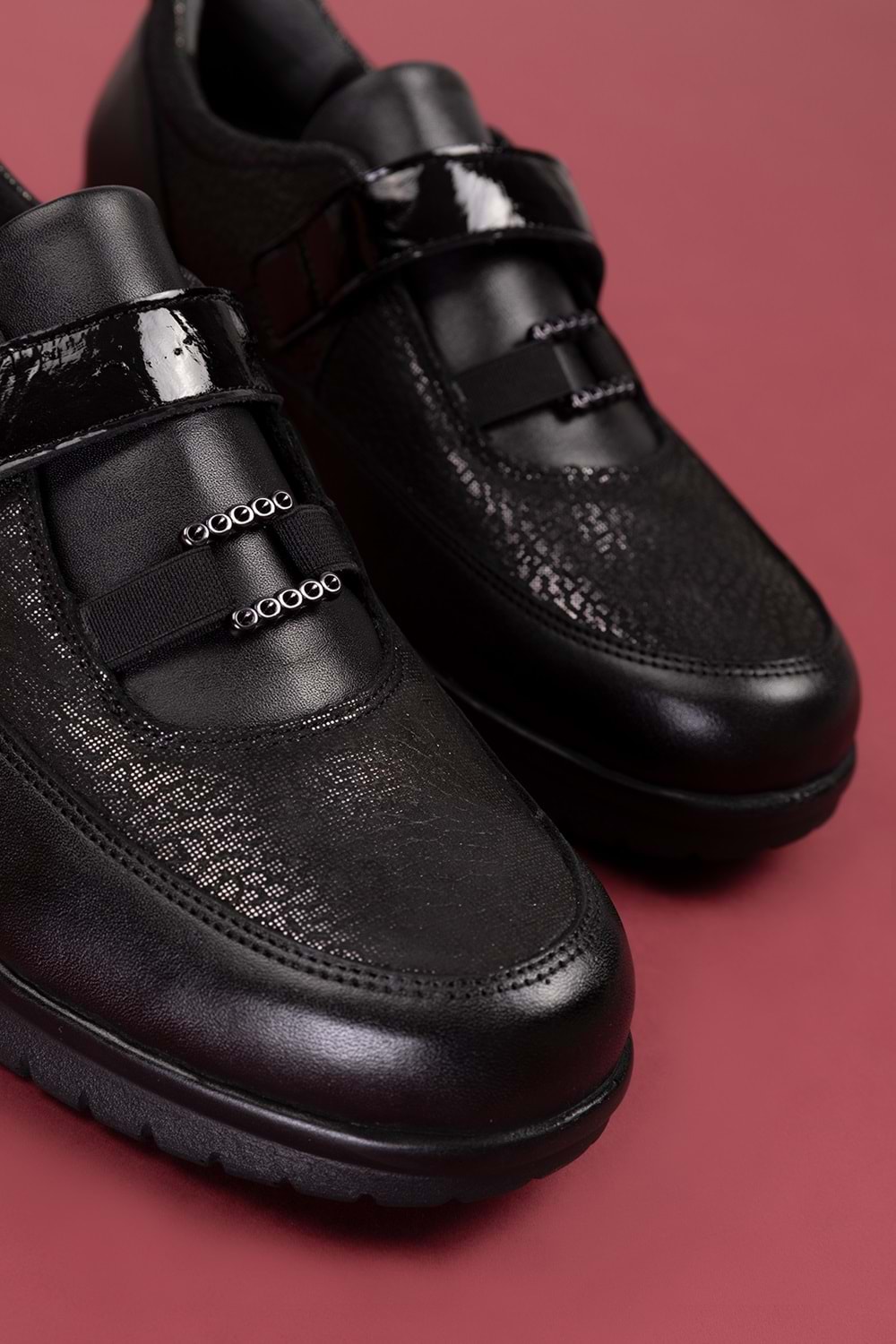 Gondol Hakiki Deri Anatomik Taban Rahat Lastik Bağcıklı Ayakkabı elnr.5805 - Siyah - 36