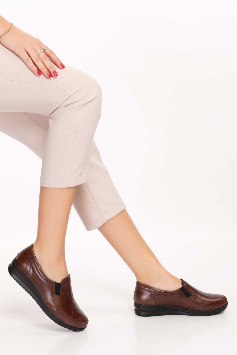 Gondol Kadın Hakiki Deri Anatomik Yumuşak Taban Günlük Ayakkabı pyt.1213 - Kahverengi - 41