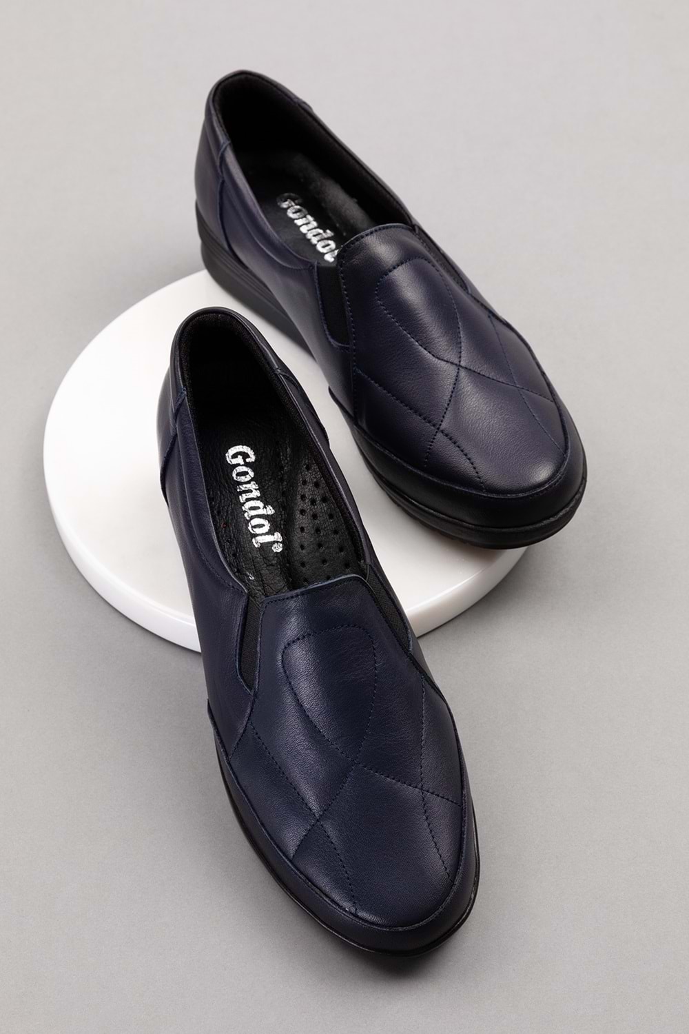 Gondol Kadın Hakiki Deri Anatomik Yumuşak Taban Günlük Ayakkabı pyt.1213 - Lacivert - 36