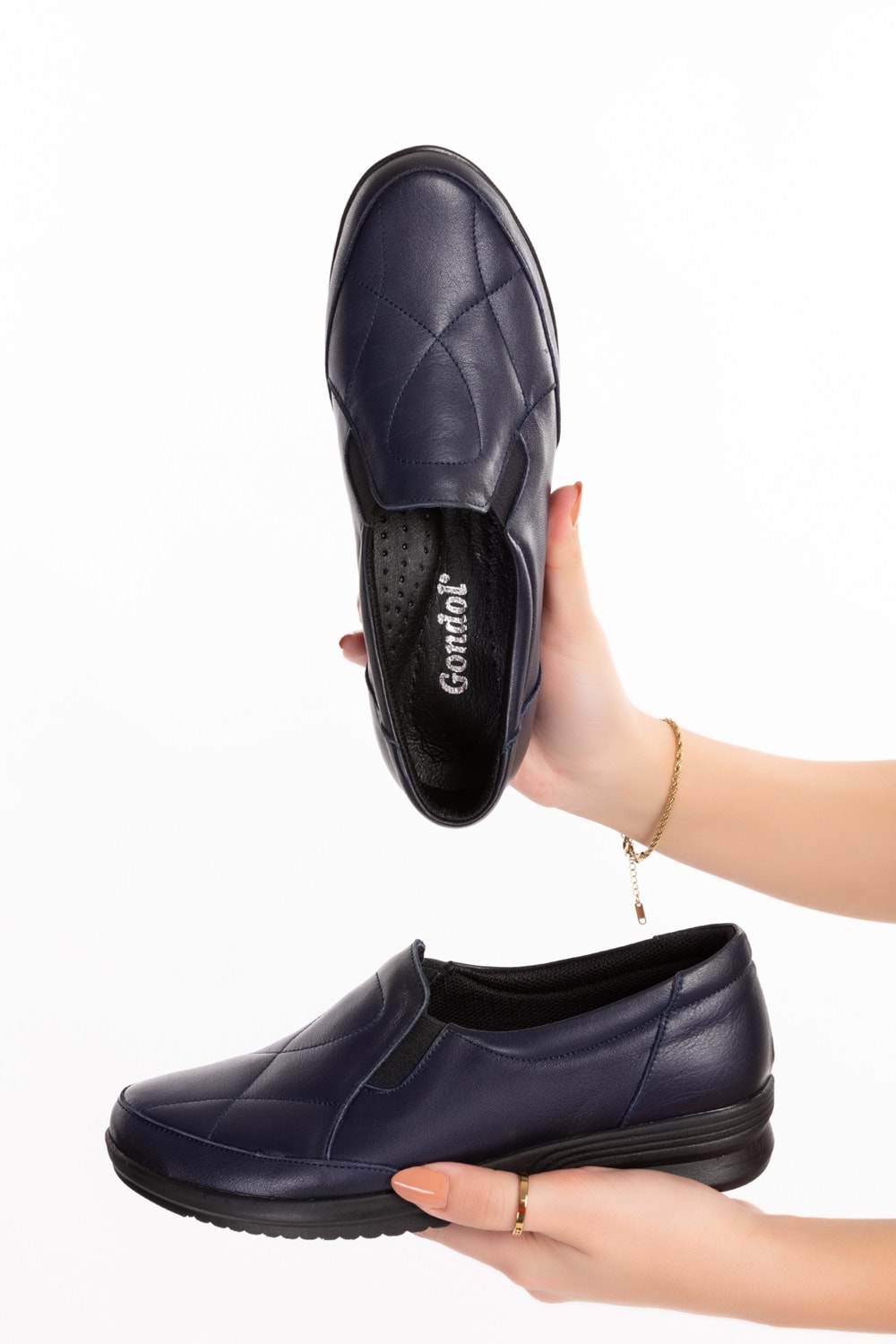 Gondol Kadın Hakiki Deri Anatomik Yumuşak Taban Günlük Ayakkabı pyt.1213 - Lacivert - 37