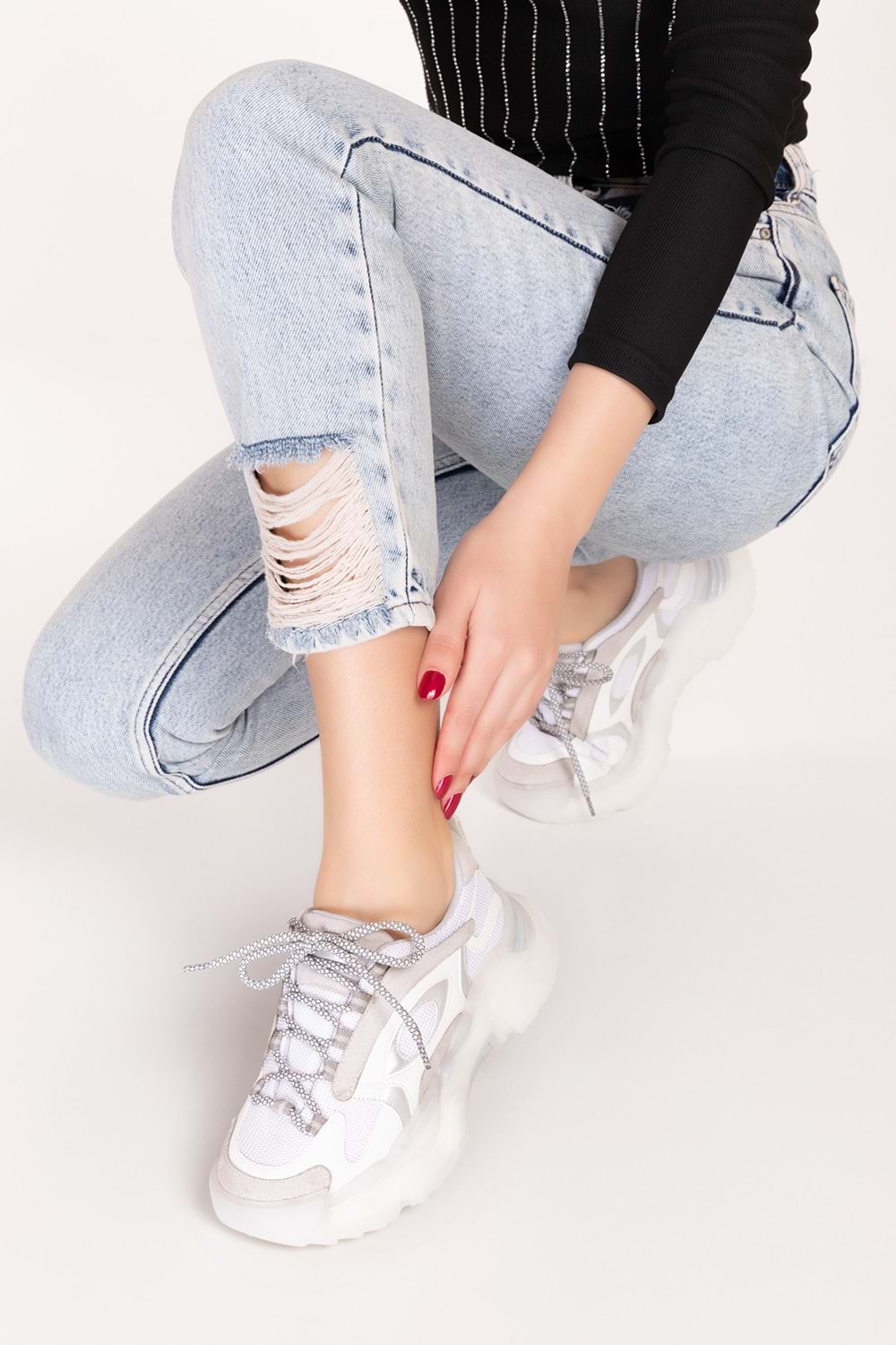 Gondol Sneakers Renkli Günlük Spor Ayakkabı mrs.60115 - Beyaz - 39