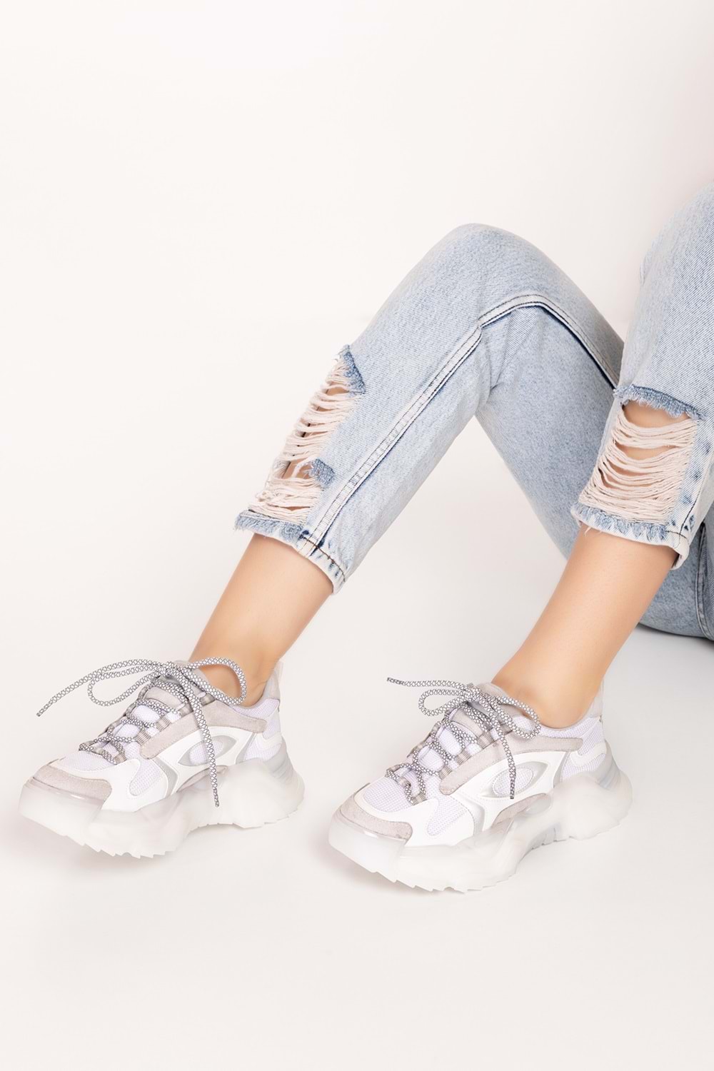 Gondol Sneakers Renkli Günlük Spor Ayakkabı mrs.60115 - Beyaz - 39