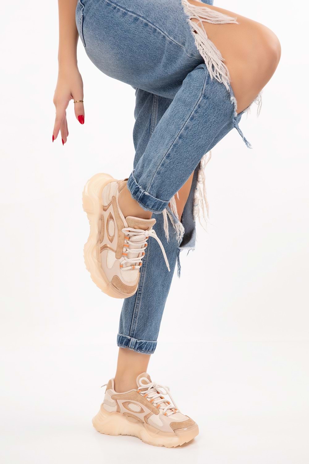 Gondol Sneakers Renkli Günlük Spor Ayakkabı mrs.60115 - Nude - 39