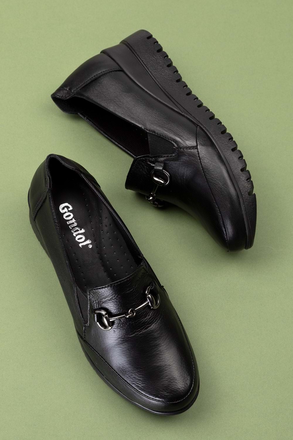 Gondol Kadın Hakiki Deri Anatomik Taban Tokalı Casual Ayakkabı pyt.6210 - Siyah - 37