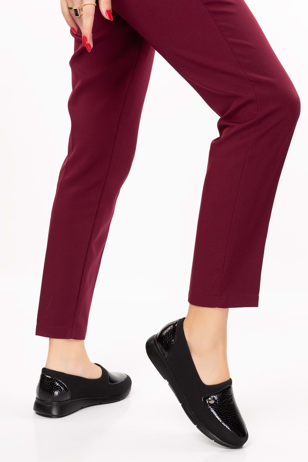 Gondol Hakiki Deri Yanları Strecli Günlük Ayakkabı vdt.195 - Siyah - 36