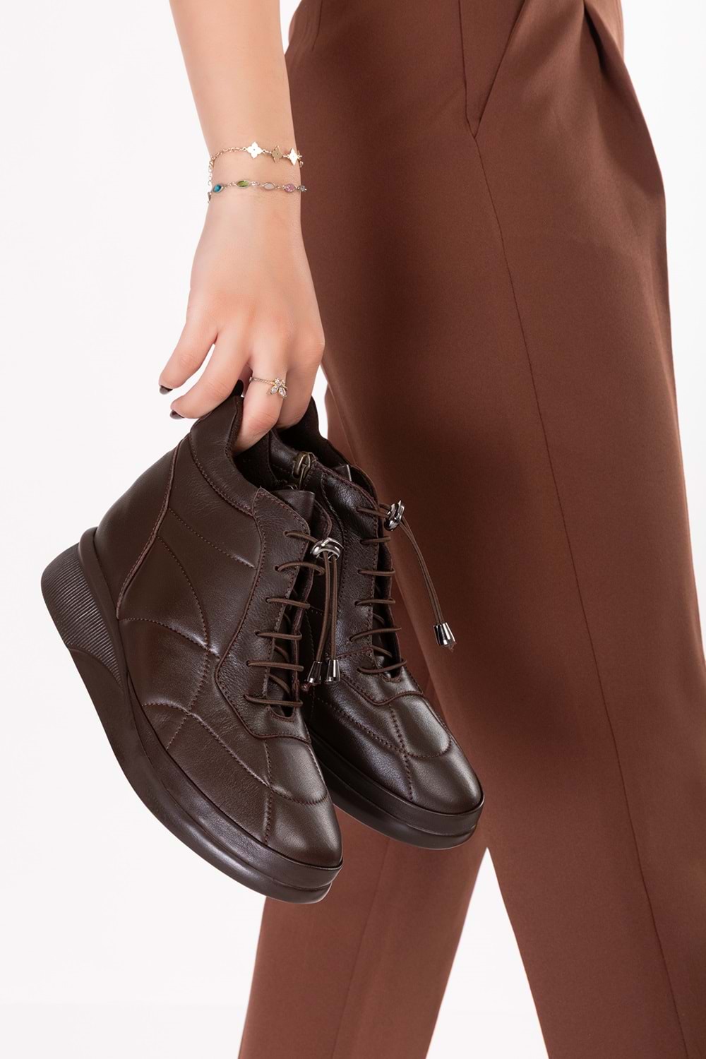 Gondol Kadın Hakiki Deri Hafif Günlük Spor Bot ndr.5515 - Kahverengi - 36