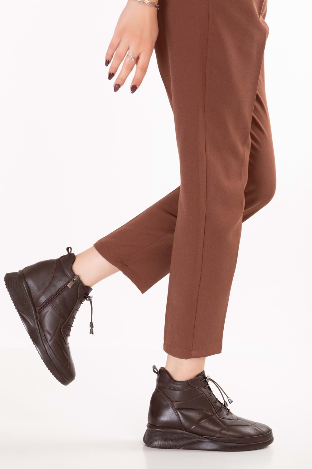 Gondol Kadın Hakiki Deri Hafif Günlük Spor Bot ndr.5515 - Kahverengi - 36