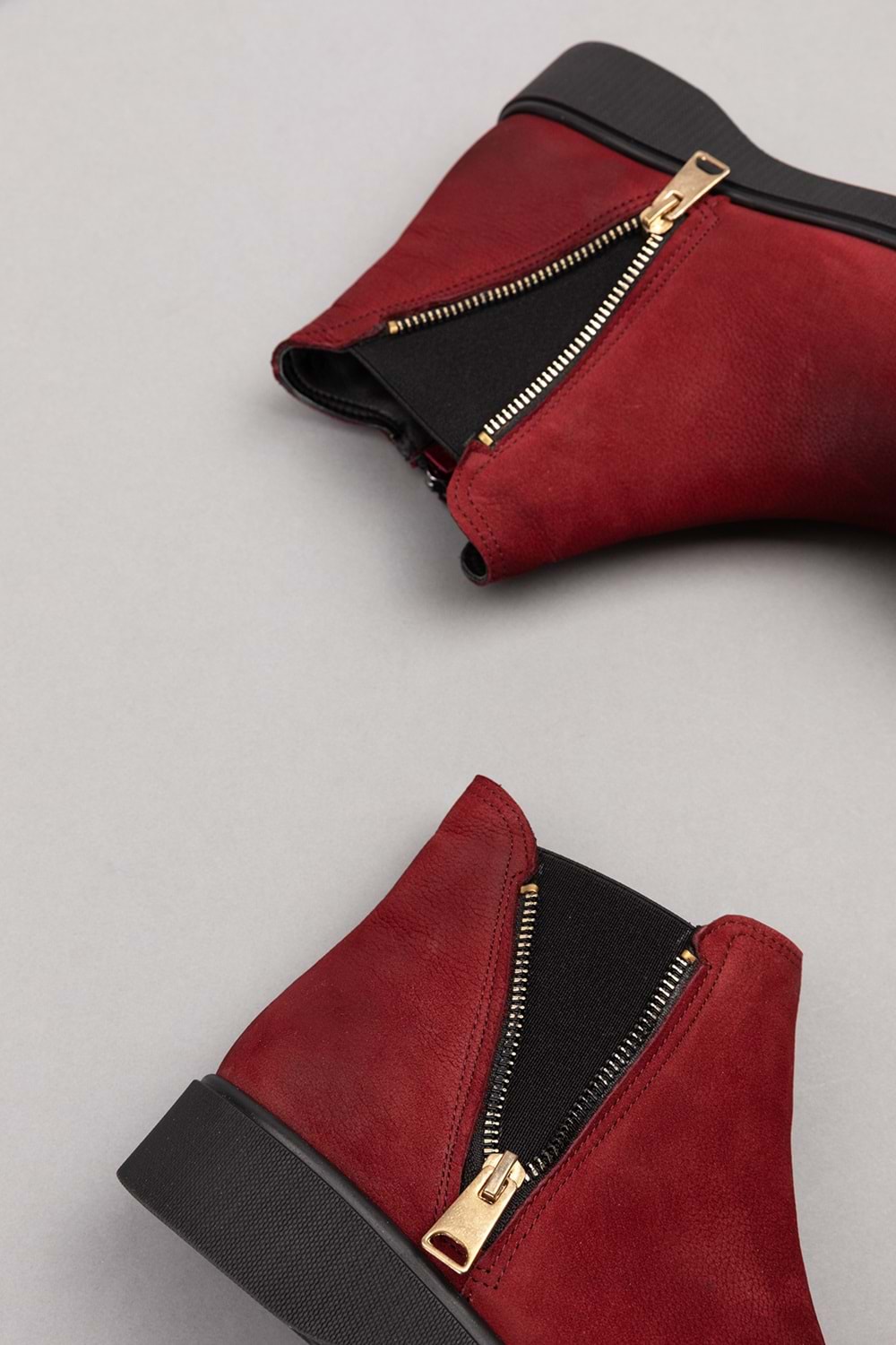 Gondol Hakiki Deri Nubuk Fermuarlı Günlük Bot esfa.3539 - Bordo - 36