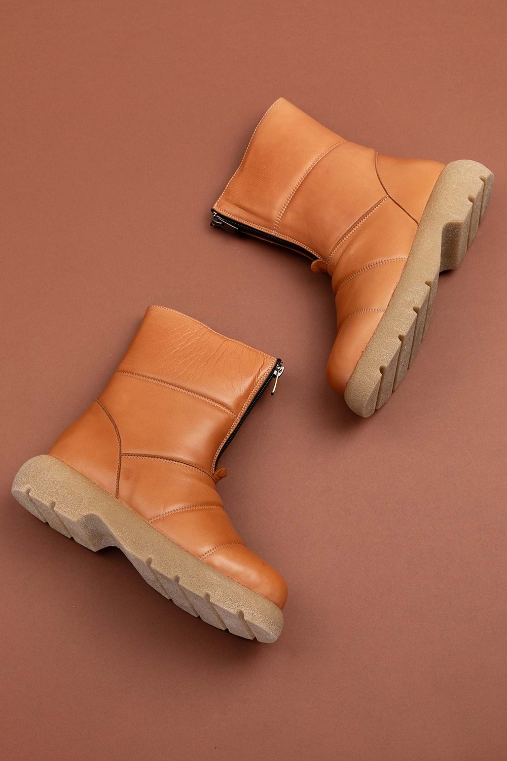 Gondol Hakiki Deri Günlük Şık Kaymaz Taban Bot tre.5070 - Taba - 36