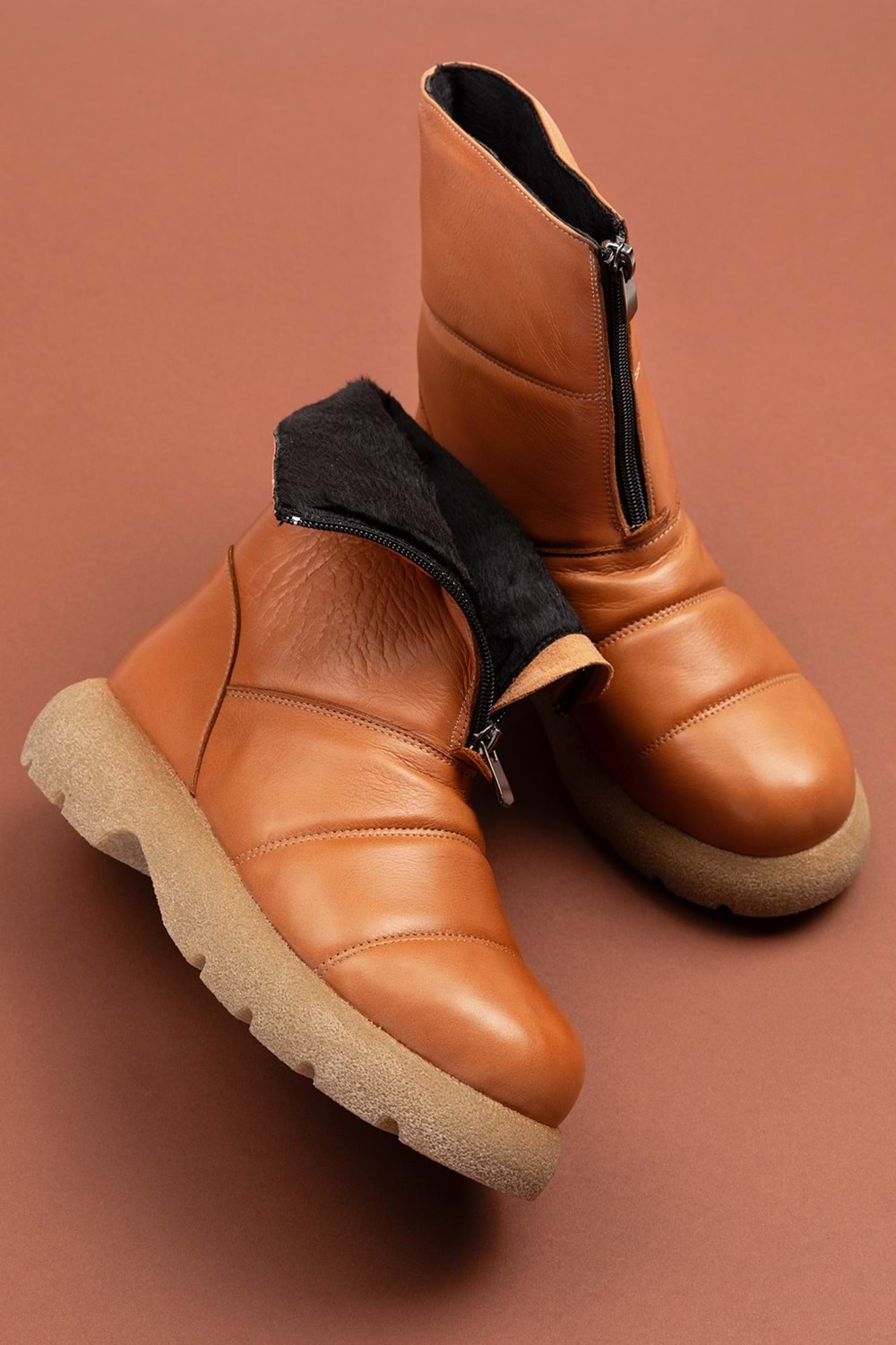 Gondol Hakiki Deri Günlük Şık Kaymaz Taban Bot tre.5070 - Taba - 36