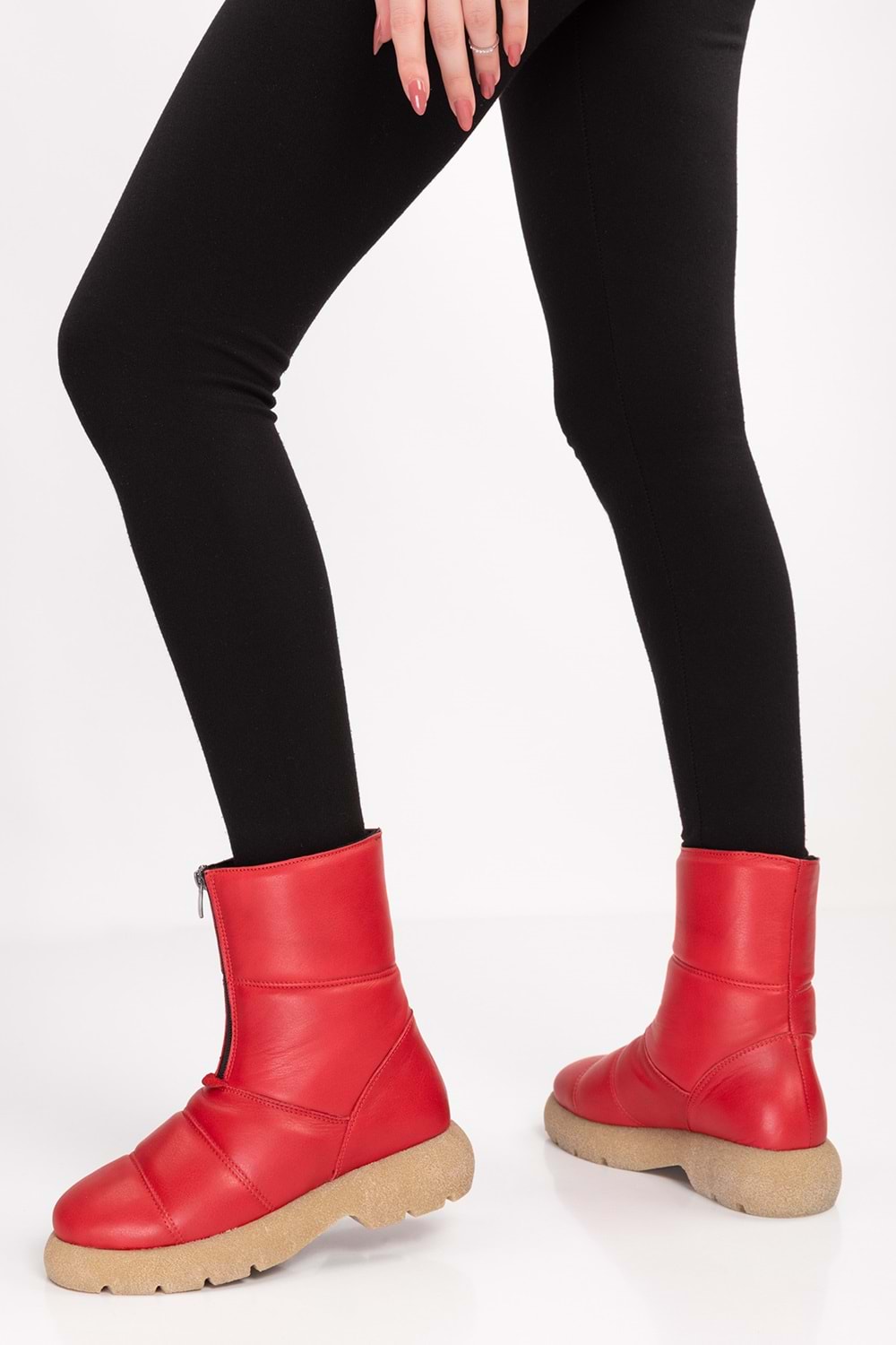 Gondol Hakiki Deri Günlük Şık Kaymaz Taban Bot tre.5070 - kırmızı - 40