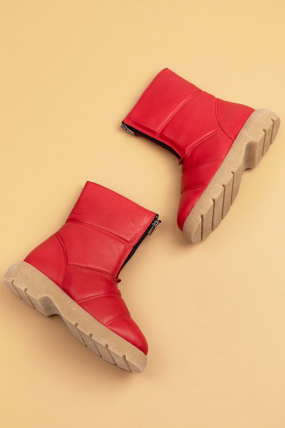 Gondol Hakiki Deri Günlük Şık Kaymaz Taban Bot tre.5070 - kırmızı - 40