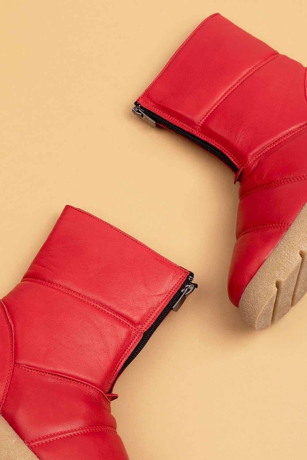 Gondol Hakiki Deri Günlük Şık Kaymaz Taban Bot tre.5070 - kırmızı - 40