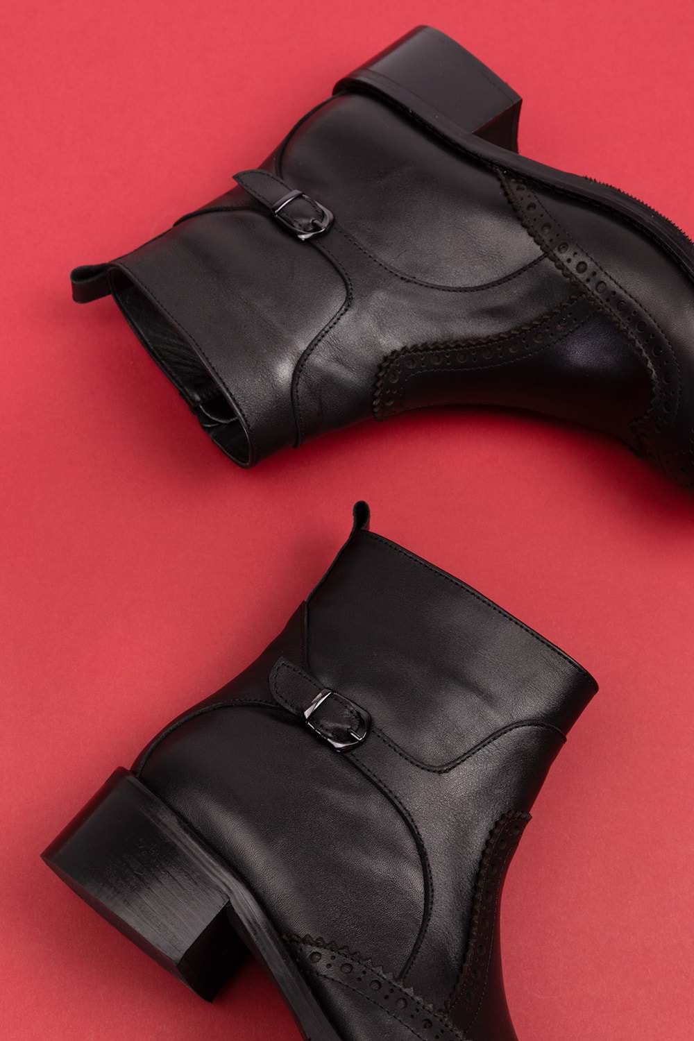 Gondol Hakiki Deri Kısa Topuklu Taz Bot ell.3792 - Siyah - 40