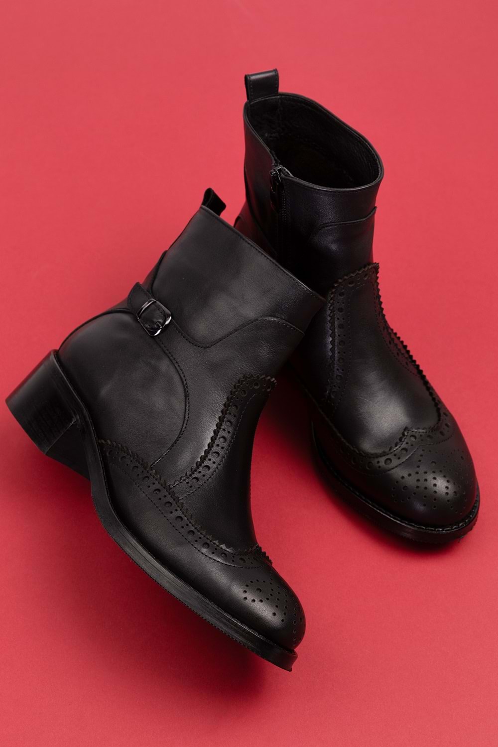 Gondol Hakiki Deri Kısa Topuklu Taz Bot ell.3792 - Siyah - 40