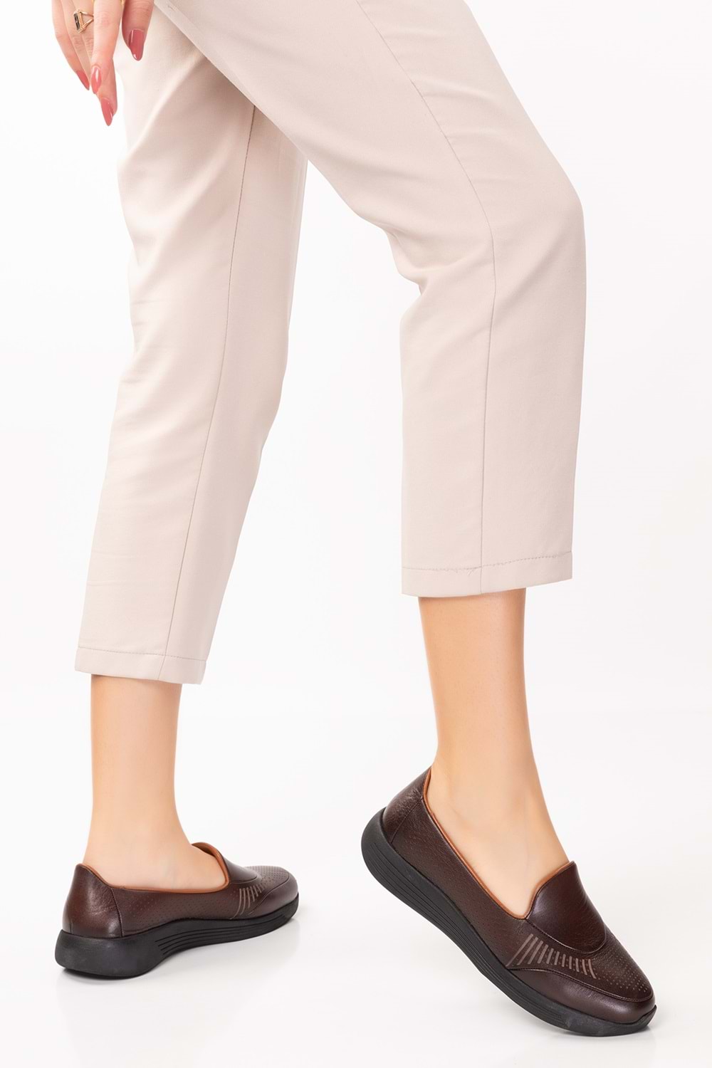 Gondol Kadın Hakiki Deri Hafif Taban Klasik Günlük Ayakkabı at.4218 - Kahverengi - 36