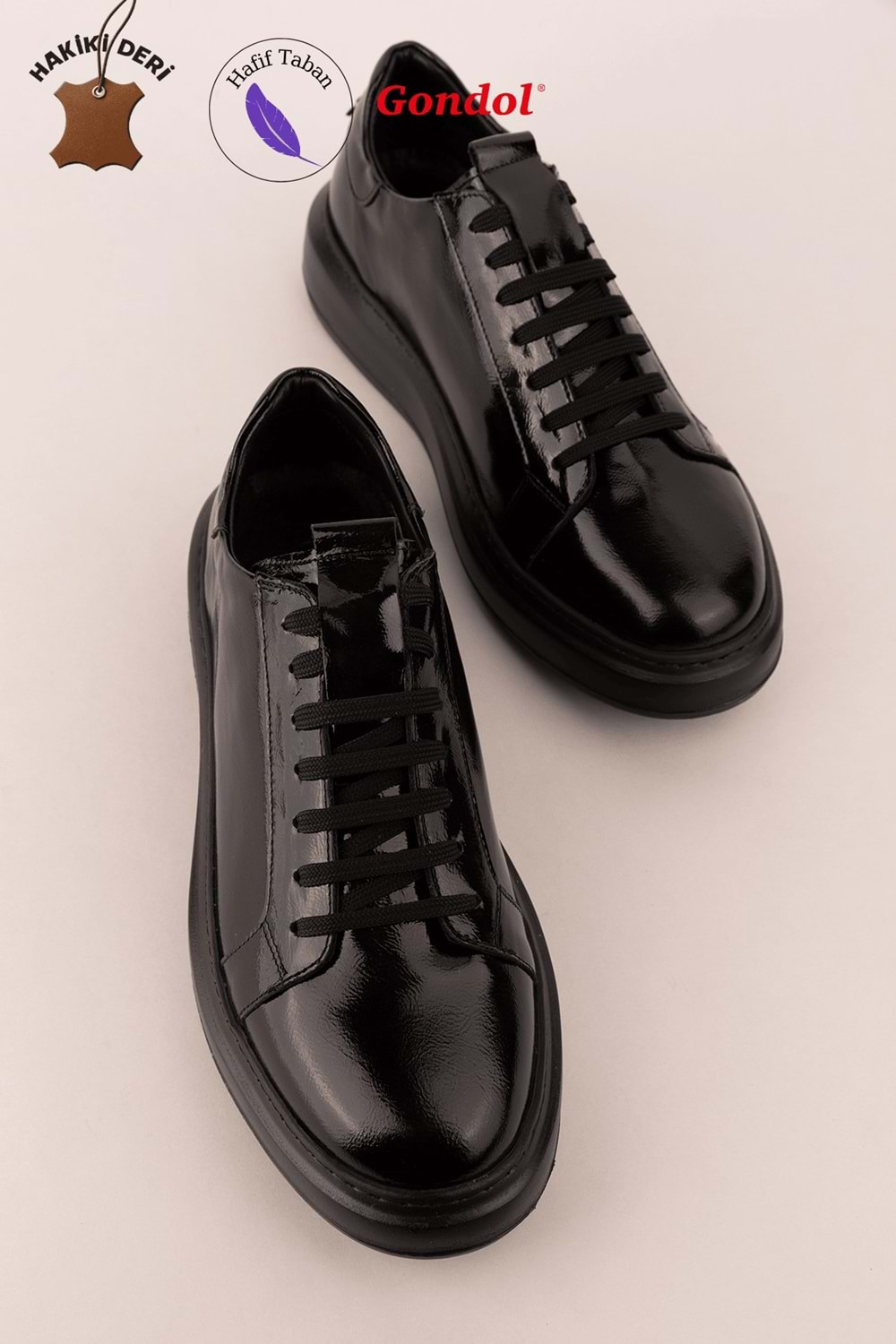 Gondol Içi Dışı Hakiki Deri Günlük Rahat Ayakkabı mals.352 - siyah rugan - 39