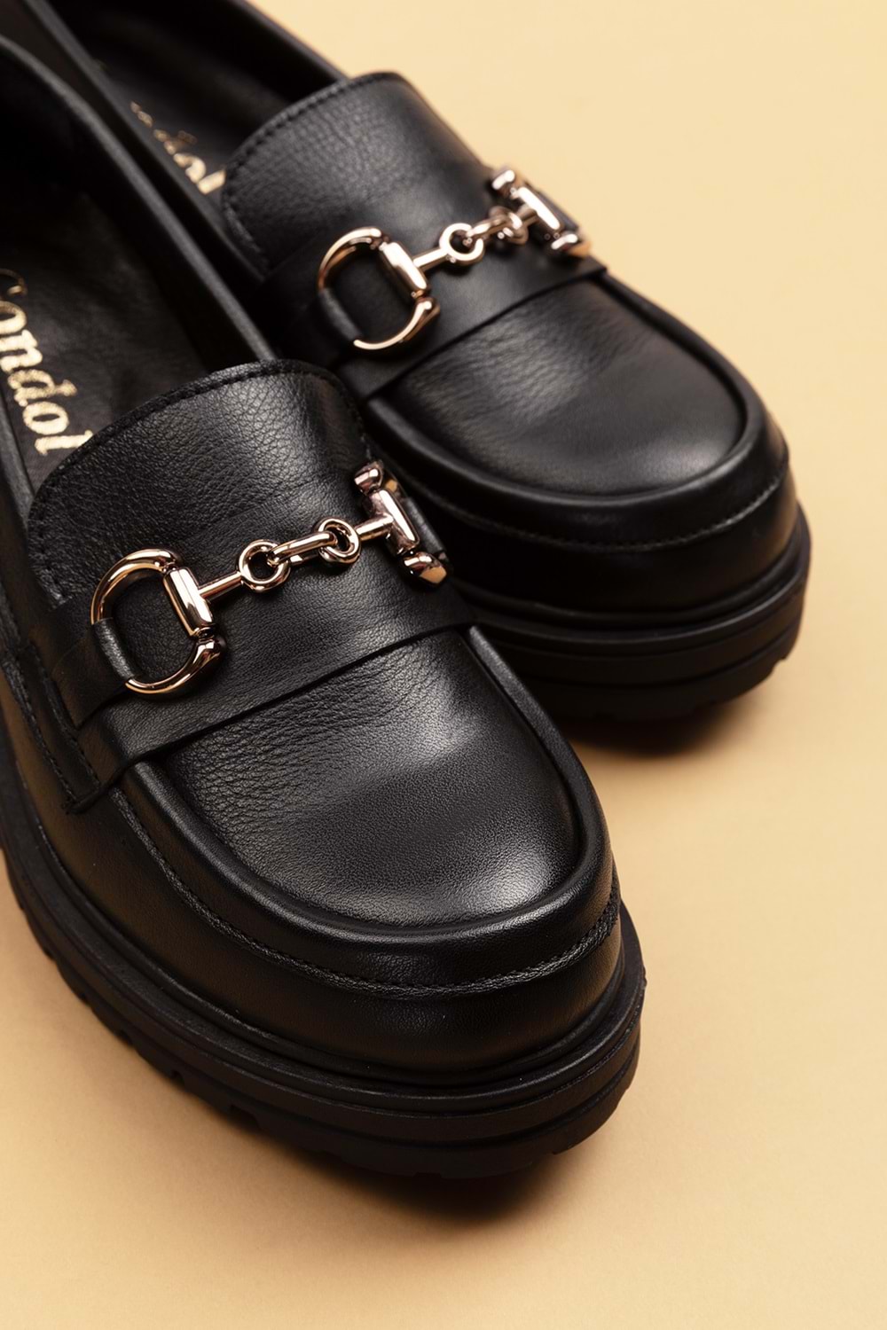 Gondol Hakiki Deri Kalın Taban Hafif Oxford Ayakkabı anl.2491 - Siyah - 40