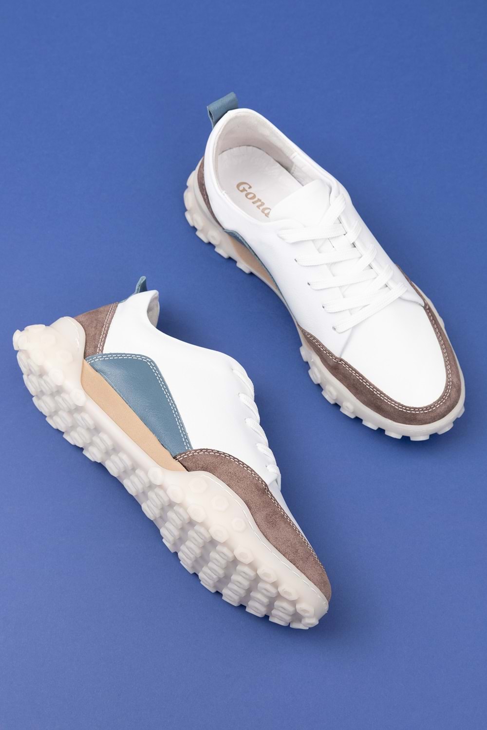 Gondol Hakiki Deri Kalın Rahat Günlük Spor Ayakkabı yt.2403 - Beyaz - 40