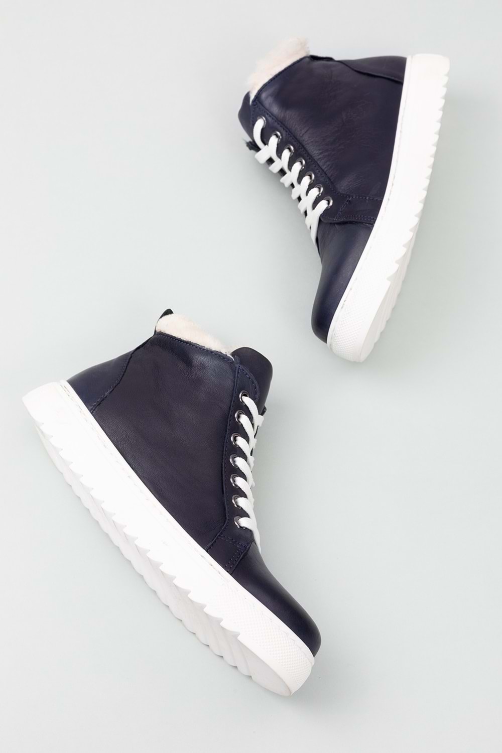 Gondol Içi Dışı Hakiki Deri Kürk Detaylı Günlük Spor Bot gnd.2023 - Lacivert - 41