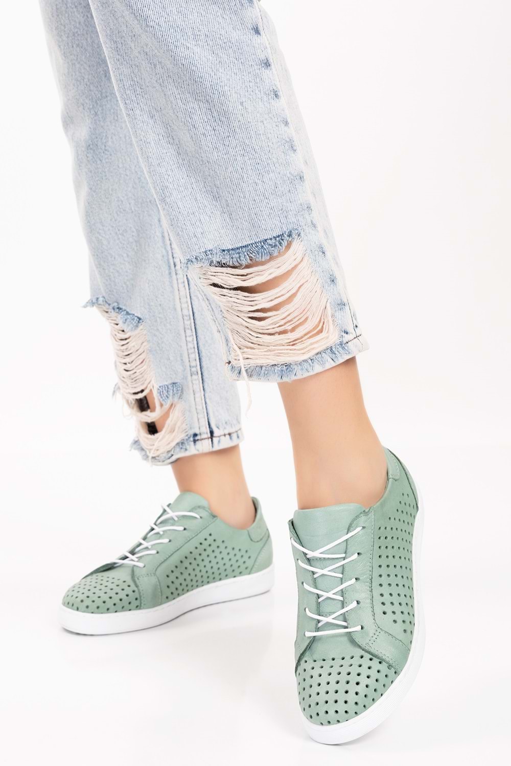 Gondol Kadın Hakiki Deri Günlük Rahat Ayakkabı gnd.108 - Mint - 36